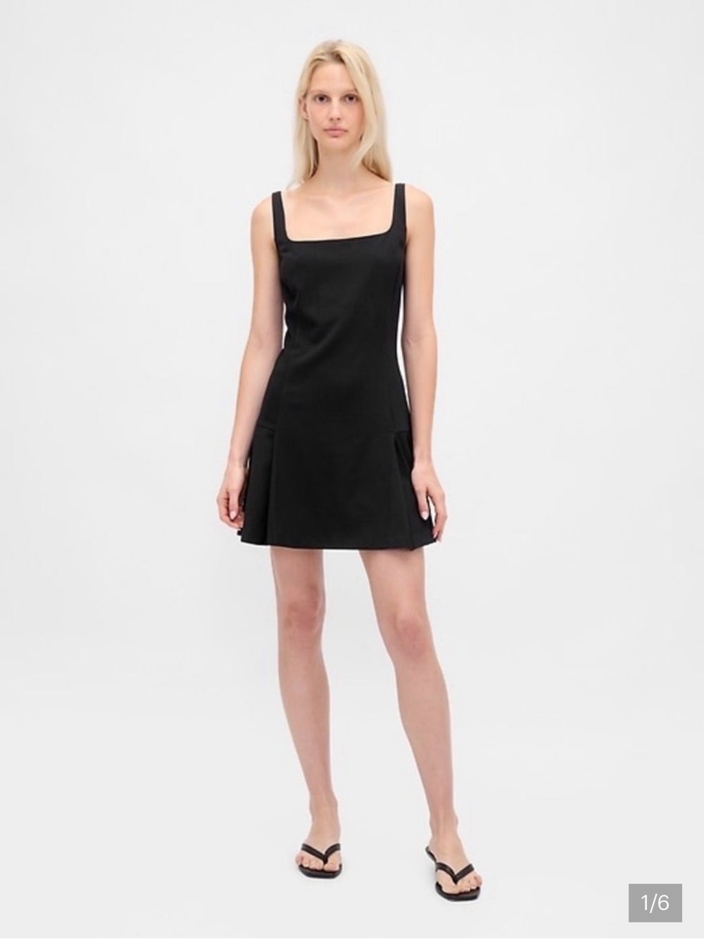 Gap Square Neck Pleated Mini Dress
